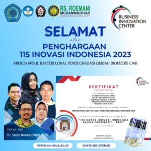 Read more about the article Selamat !! Tim Dosen S2 Ilmu Laboratorium Klinis dan D4 Teknologi Laboratorium Medik ITE-UNIMUS Terpilih dalam Penghargaan 115 Karya Inovasi Indonesia 2023